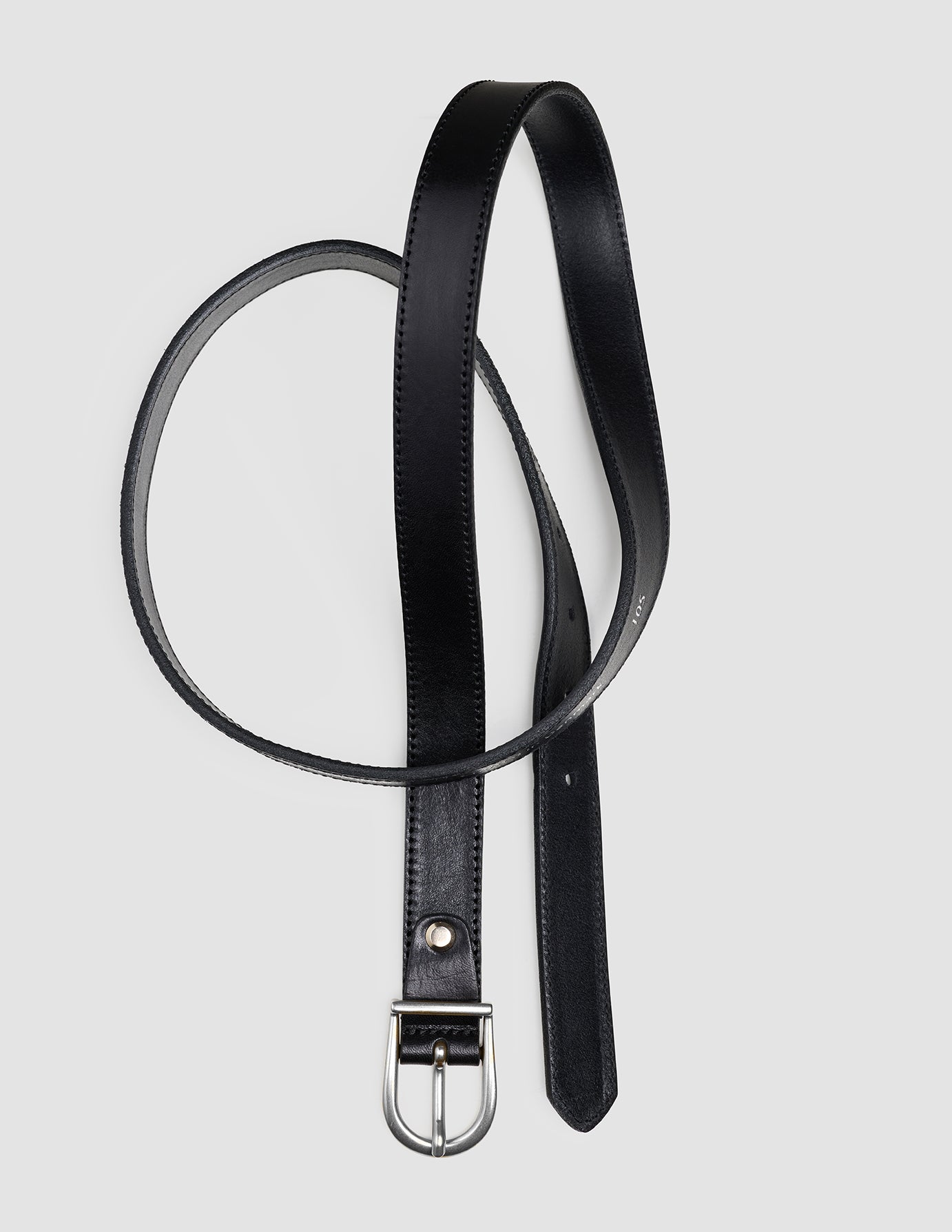 Women's Thin Leather Belt Silver Black